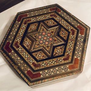 Decorative ornate wooden jewelry box or keepsake
